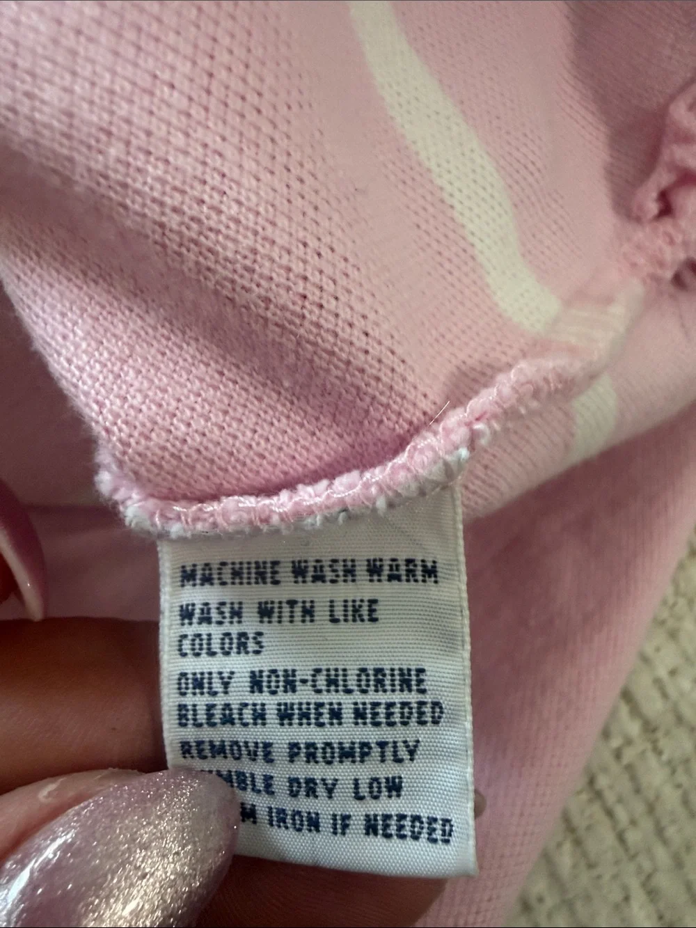 Vintage Ralph Lauren Polo Silver Label Pink and White Striped Polo.  Sz M